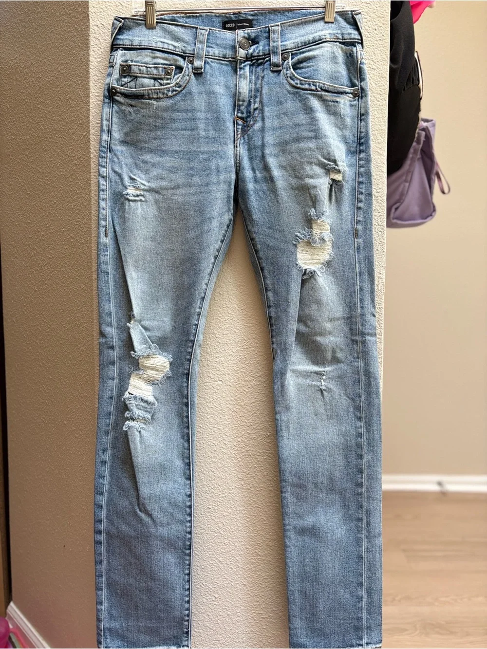 True Religion Light Blue Denim Jeans with Signature Horseshoe Pocket